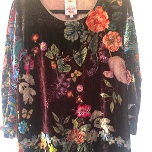Johnny Was Floral Velvet Tunic, Multicolor Sz S